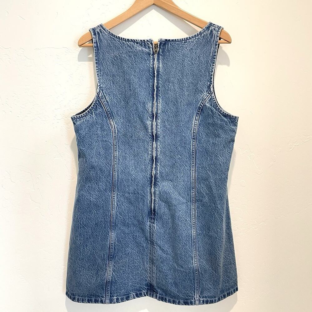 Abercrombie & Fitch Denim Pinafore Mini Dress Womens Large Petite Blue Jean - Picture 2 of 5